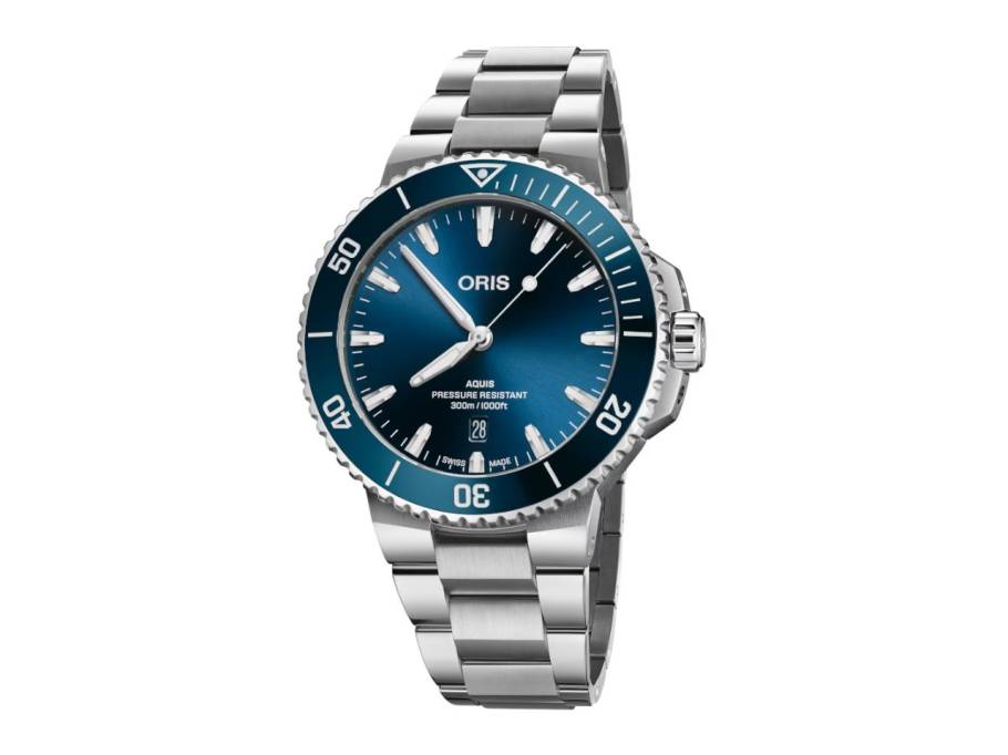 Aquis Date Automatik Edelstahl 43,5mm blaues Zifferblatt Metallband