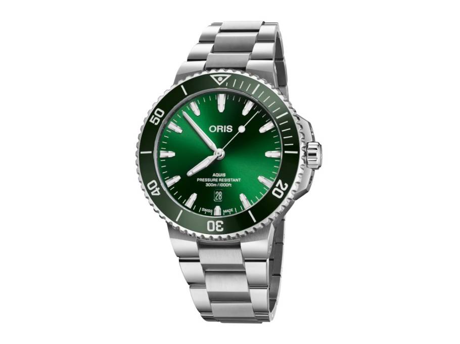 Aquis Date Automatik Edelstahl 43,5mm grünes Zifferblatt Metallband