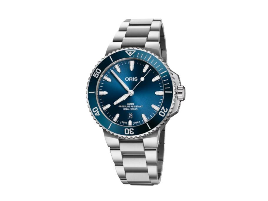 Aquis Date Automatik Edelstahl 41,5mm blaues Zifferblatt Metallband