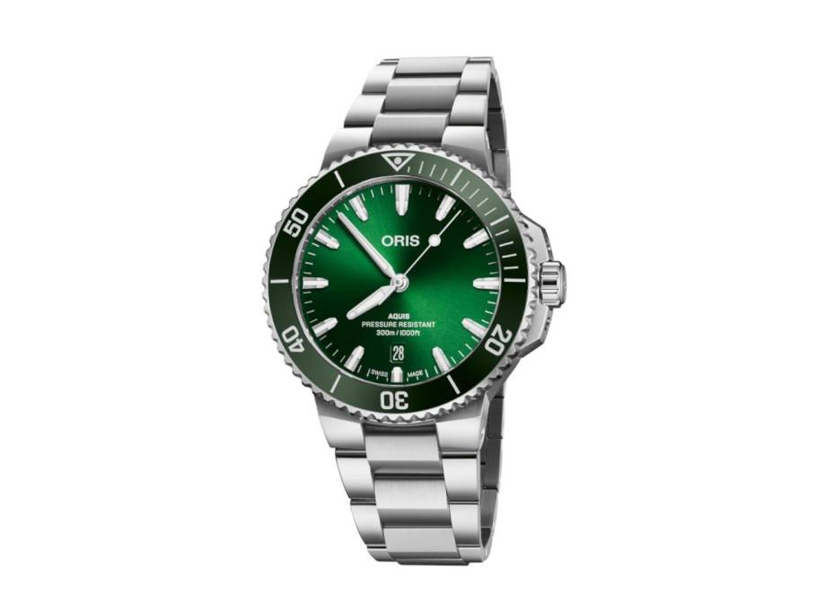 Aquis Date Automatik Edelstahl 41,5mm grünes Zifferblatt Metallband