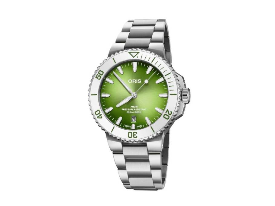 Aquis Date Taste of Summer Automatik Edelstahl 41,5mm grünes Zifferblatt Metallband