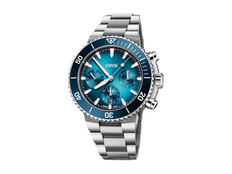Aquis Chronograph Automatik Edelstahl 43,5mm blaues Zifferblatt Metallband