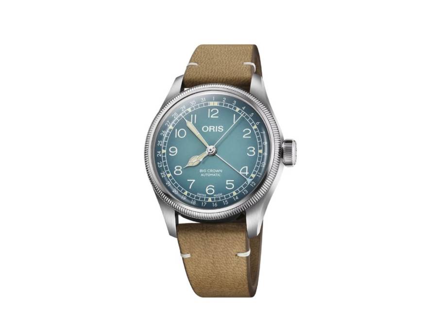Big Crown  X Cervo Volante Automatik Edelstahl 38mm blaues Zifferblatt braunes Lederband