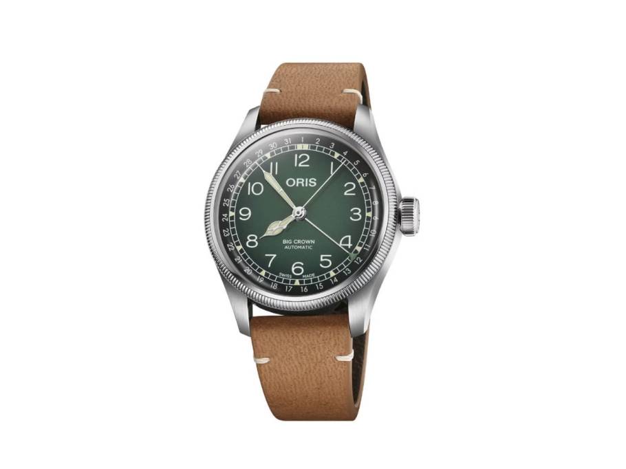 Big Crown X Cervo Volante Automatik Edelstahl 38mm grünes Zifferblatt braunes Lederband