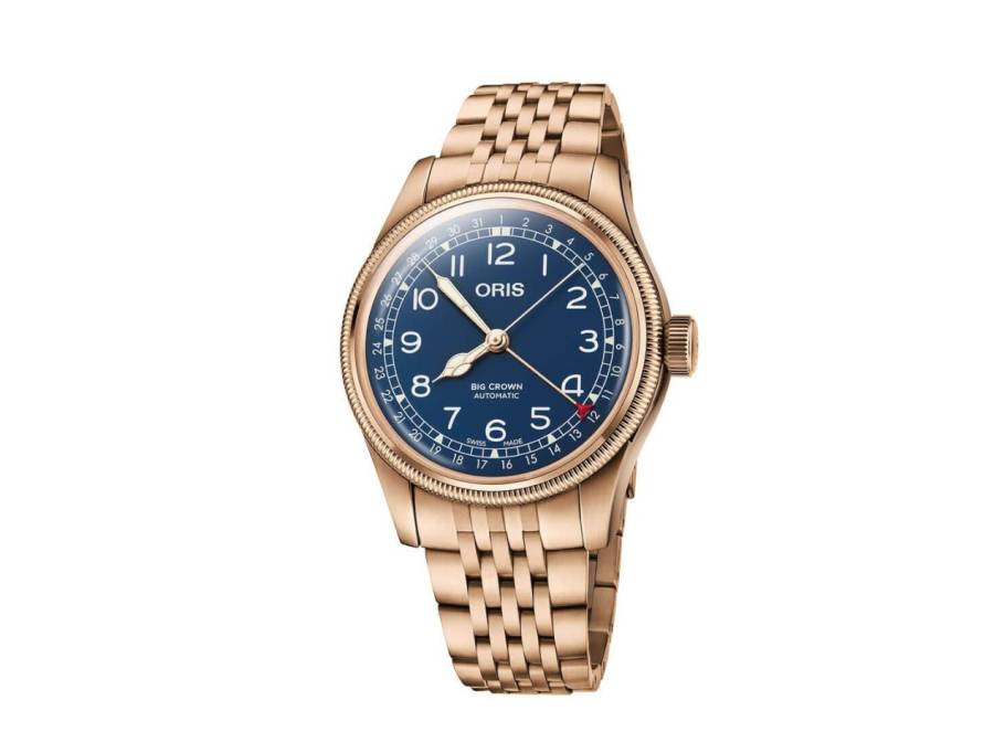 Big Crown Pointer Date Automatik Bronze 40mm blaues Zifferblatt Metallband