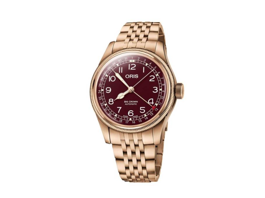 Big Crown Pointer Date Automatik Bronze 40mm rotes Zifferblatt Metallband