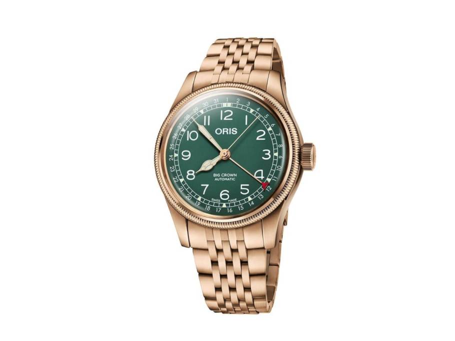 Big Crown Pointer Date Automatik Bronze 40mm grünes Zifferblatt Metallband