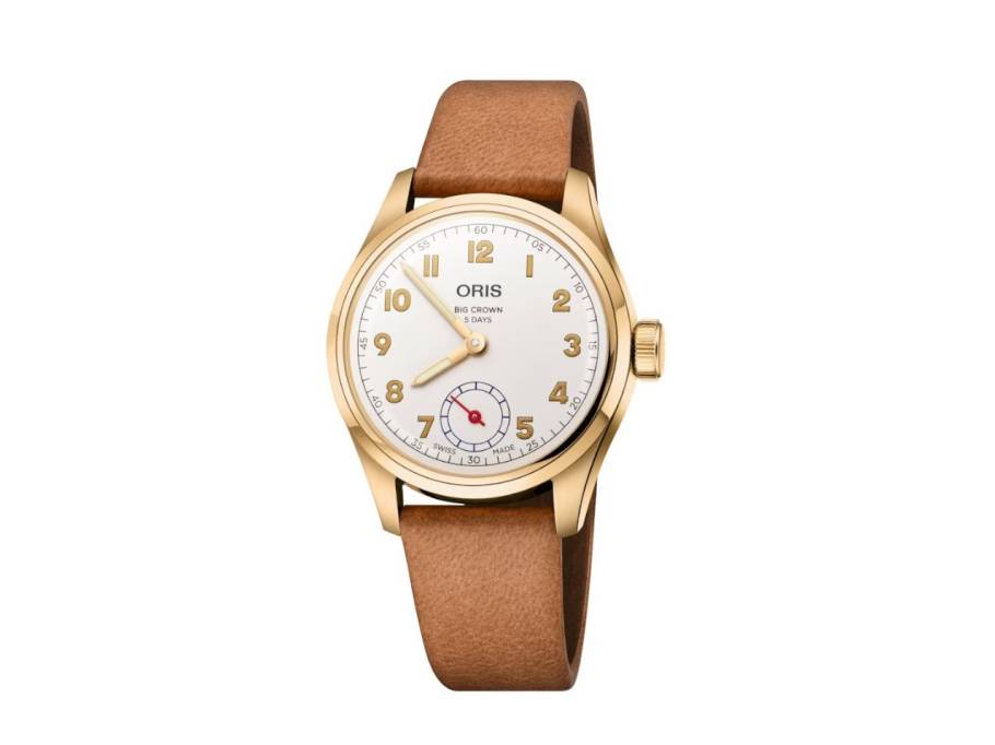 Big Crown Wings of Hope Limited Edition Automatik Gelbgold 38mm weißes Zifferblatt braunes Lederband