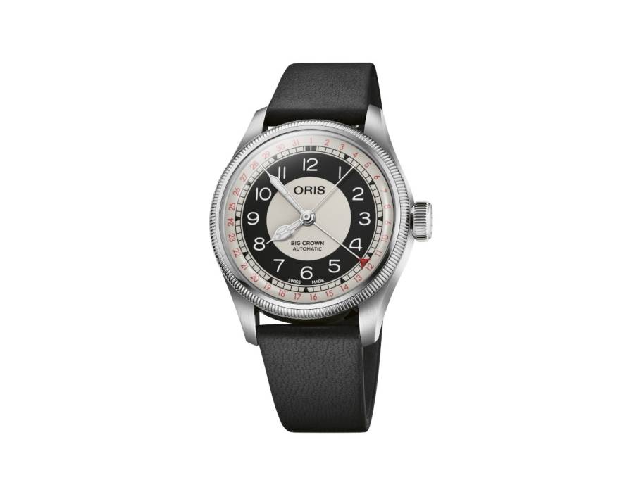 Big Crown Bullseye Automatik Edelstahl 38mm weißes Zifferblatt schwarzes Lederband