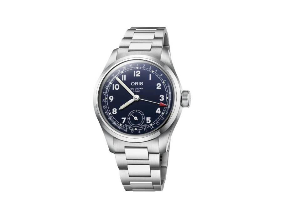 Big Crown Pointer Date Calibre 403 Automatik Edelstahl 38mm blaues Zifferblatt Metallband