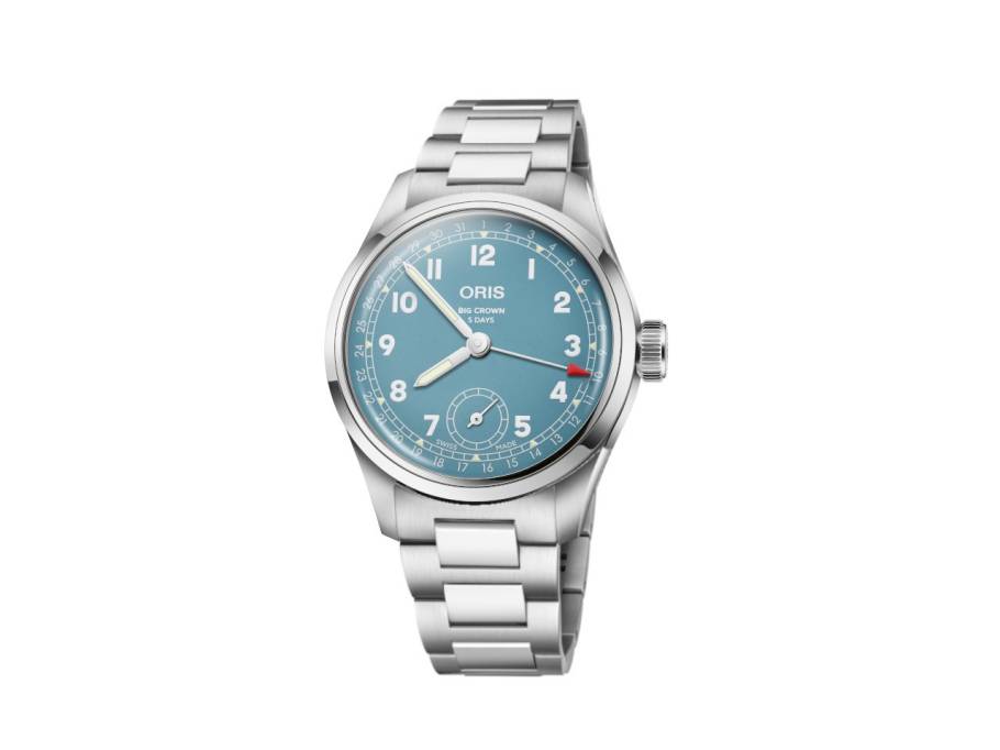 Big Crown Pointer Date Calibre 473 Handaufzug Edelstahl 38mm blaues Zifferblatt Metallband