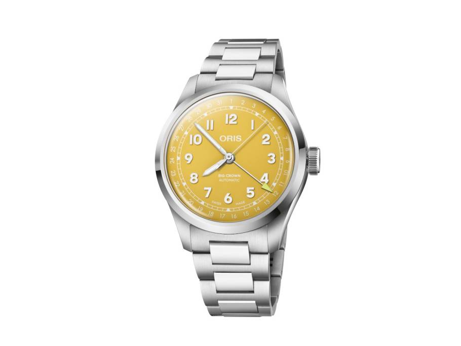 Big Crown Pointer Date Automatik Edelstahl 40mm gelbes Zifferblatt Metallband