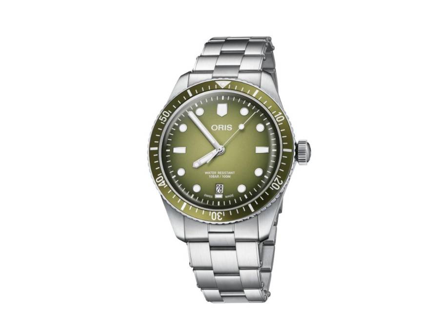 Divers Sixty-Five Date Automatik Edelstahl 40mm grünes Zifferblatt Metallband