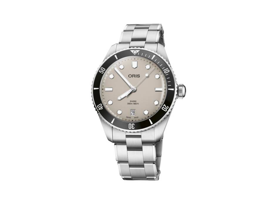 Divers Date Automatik Edelstahl 39mm beiges Zifferblatt schwarzes Kautschukband + Metallband Set