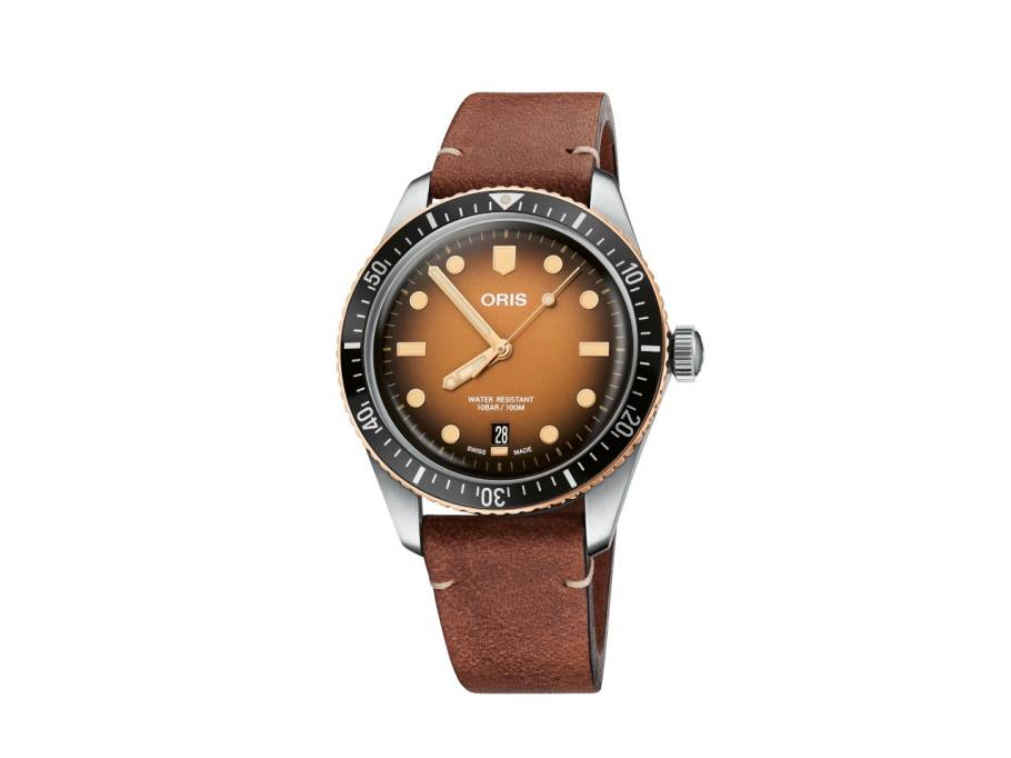 Divers Sixty-Five Automatik Edelstahl 40mm braunes Zifferblatt braunes Lederband