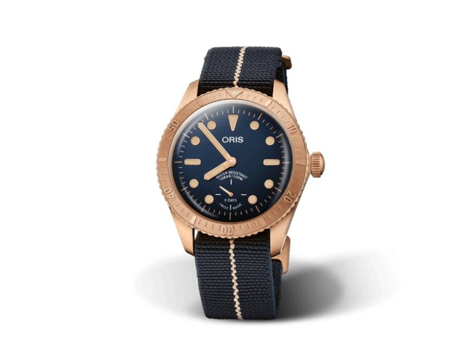 Carl Brashear Limited Edition Automatik Bronze 40mm blaues Zifferblatt blaues Textilband
