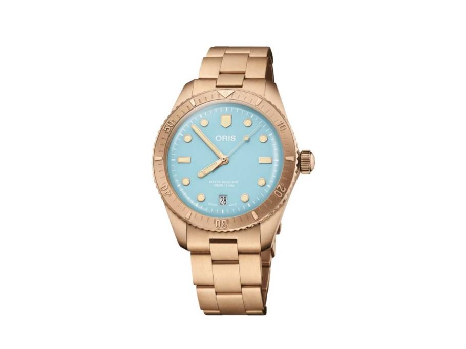 Divers Sixty-Five Cotton Candy Automatik Bronze 38mm blaues Zifferblatt Metallband