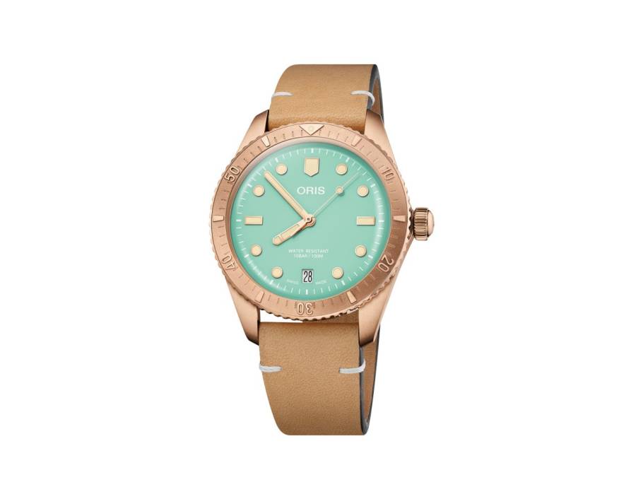 Divers Sixty-Five Cotton Candy Automatik Bronze 38mm grünes Zifferblatt braunes Lederband
