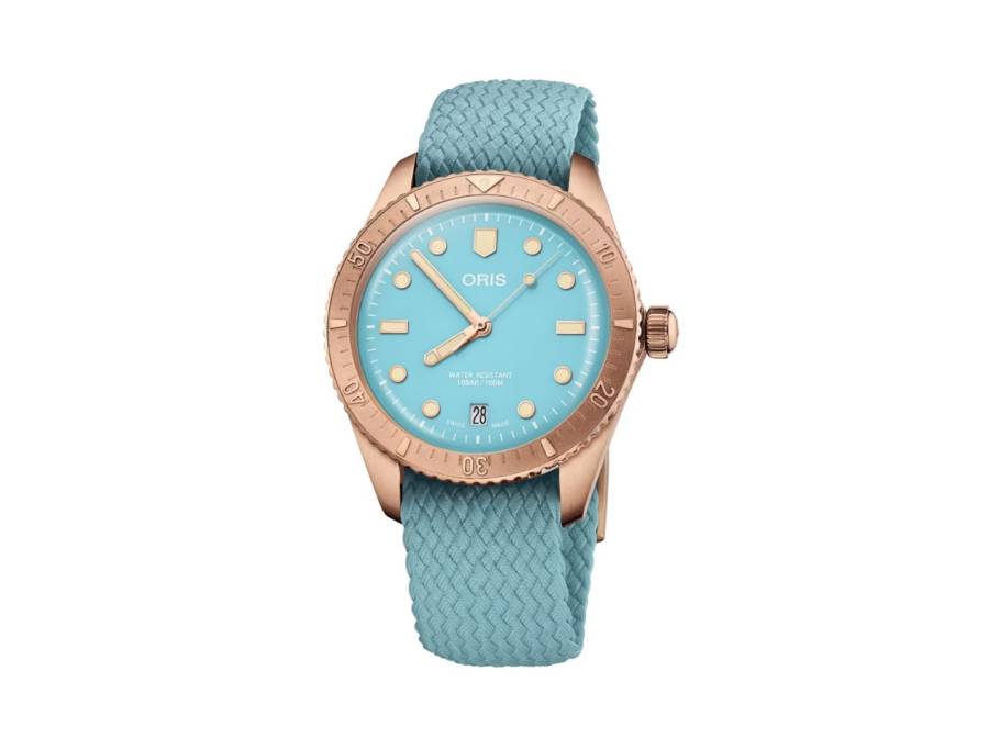 Divers Sixty-Five Cotton Candy Automatik Bronze 38mm blaues Zifferblatt blaues Textilband