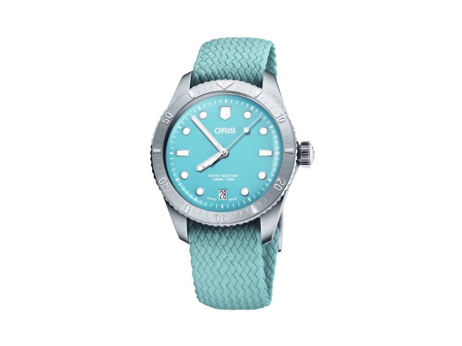 Divers Sixty-Five Cotton Candy Automatik Edelstahl 38mm blaues Zifferblatt blaues Textilband