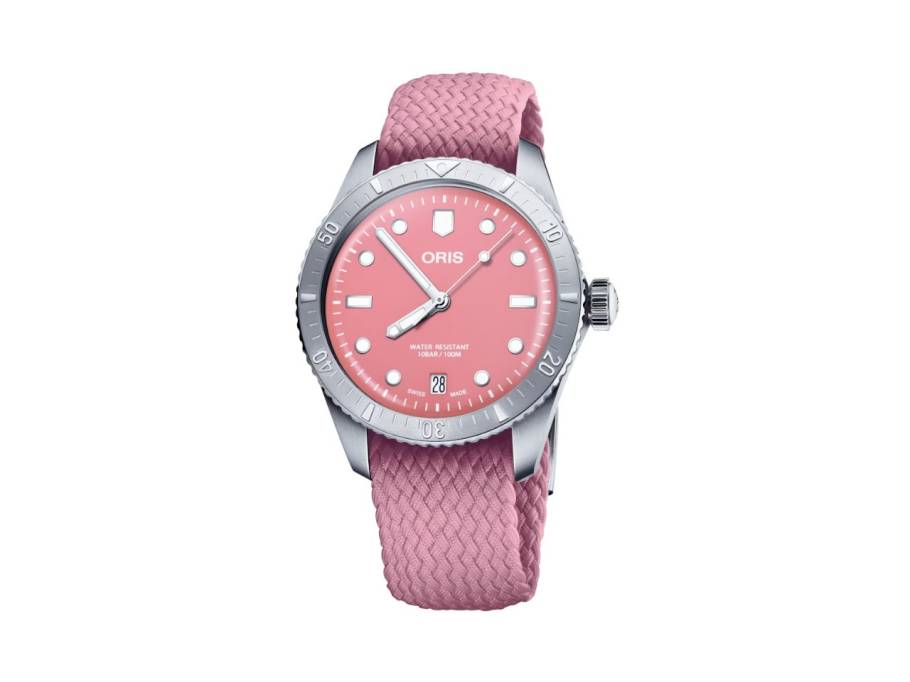 Divers Sixty-Five Cotton Candy Automatik Edelstahl 38mm pinkes Zifferblatt pinkes Textilband