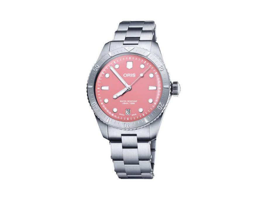 Divers Sixty-Five Cotton Candy Automatik Edelstahl 38mm pinkes Zifferblatt Metallband