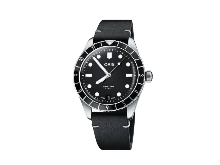 Divers Sixty-Five 12H Calibre 400 Automatik Edelstahl 40mm schwarzes Zifferblatt schwarzes Lederband