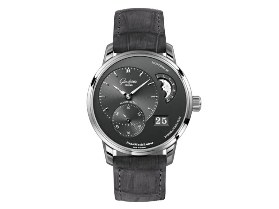 PanoMaticLunar Herrenuhr Edelstahl grau