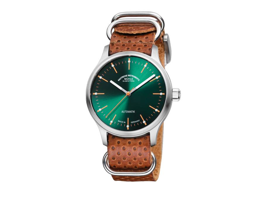 Panova Grün Automatik Edelstahl 40mm braunes Lederband