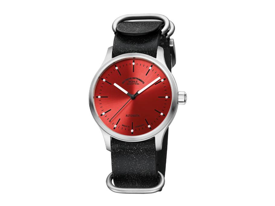 Panova Rot Automatik Edelstahl 40mm schwarzes Lederband