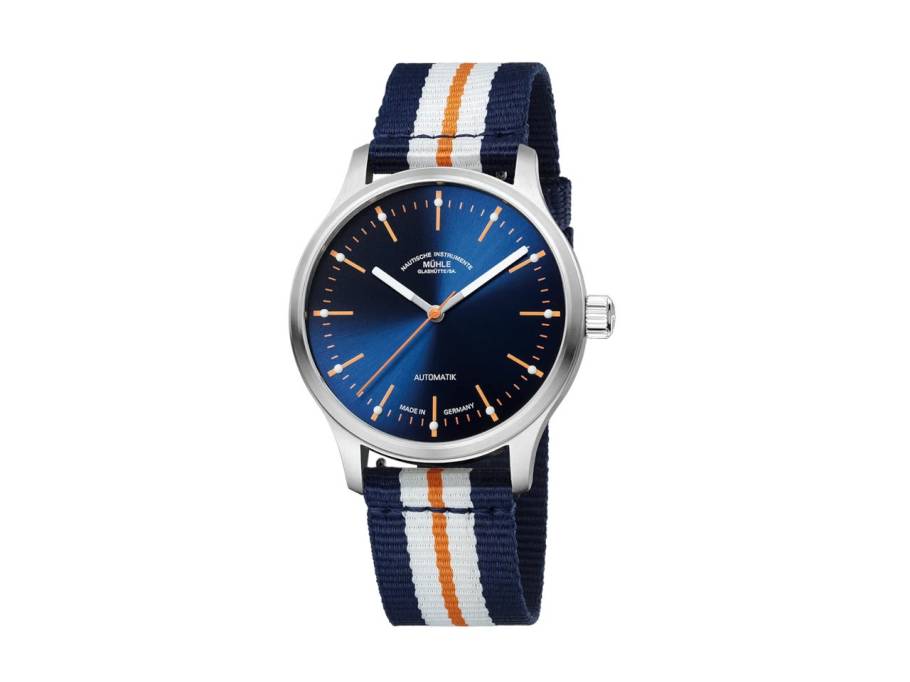 Panova Blau Automatik Edelstahl 40mm blau-weißes Textilband