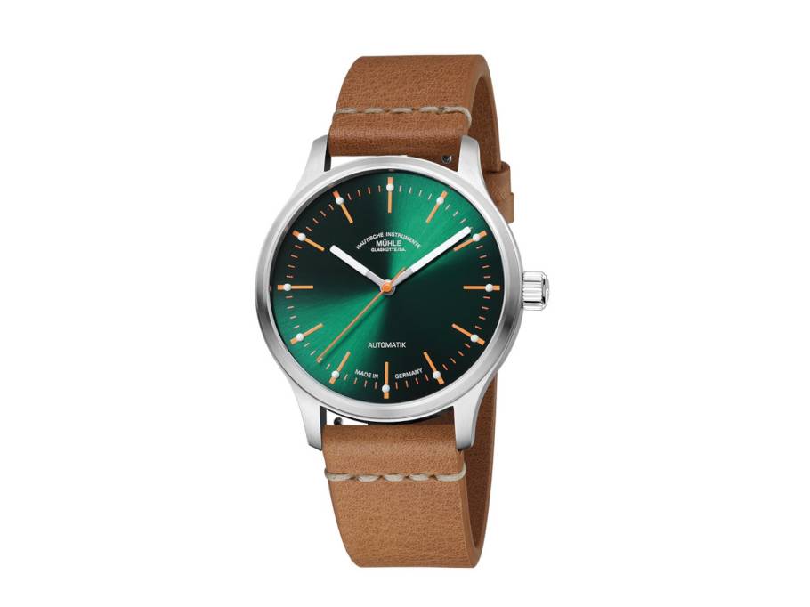 Panova Grün Automatik Edelstahl 40mm braunes Lederband