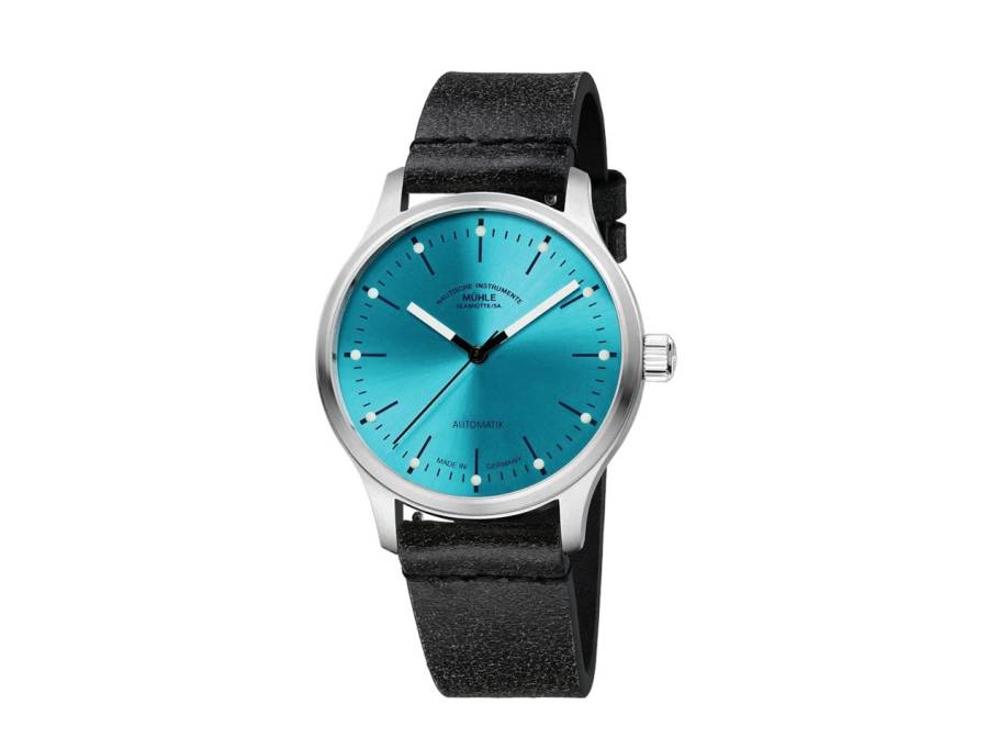 Panova Türkisblau Automatik Edelstahl 40mm schwarzes Lederband