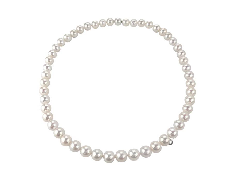 Perlenkette aus weißen Süßwasser-Zuchtperlen 44cm