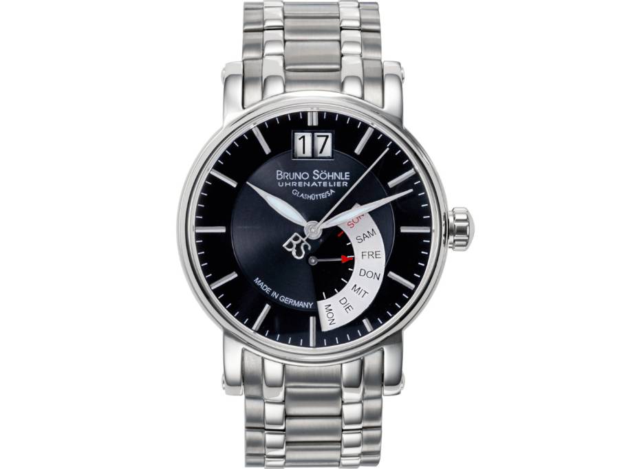 Pesaro I Quarz Edelstahl 43mm schwarzes Zifferblatt Metallband