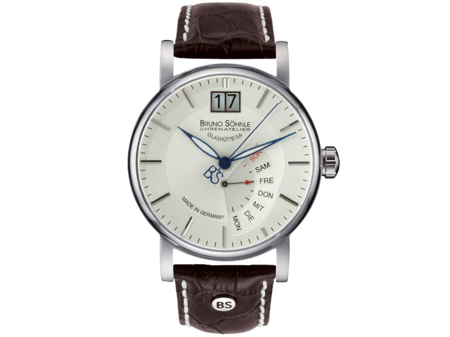 Pesaro I Quarz Edelstahl 43mm silbernes Zifferblatt braunes Lederband