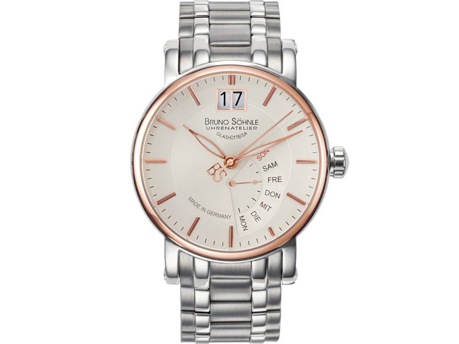 Pesaro I Quarz Edelstahl IP-Roségold 43mm weißes Zifferblatt Metallband