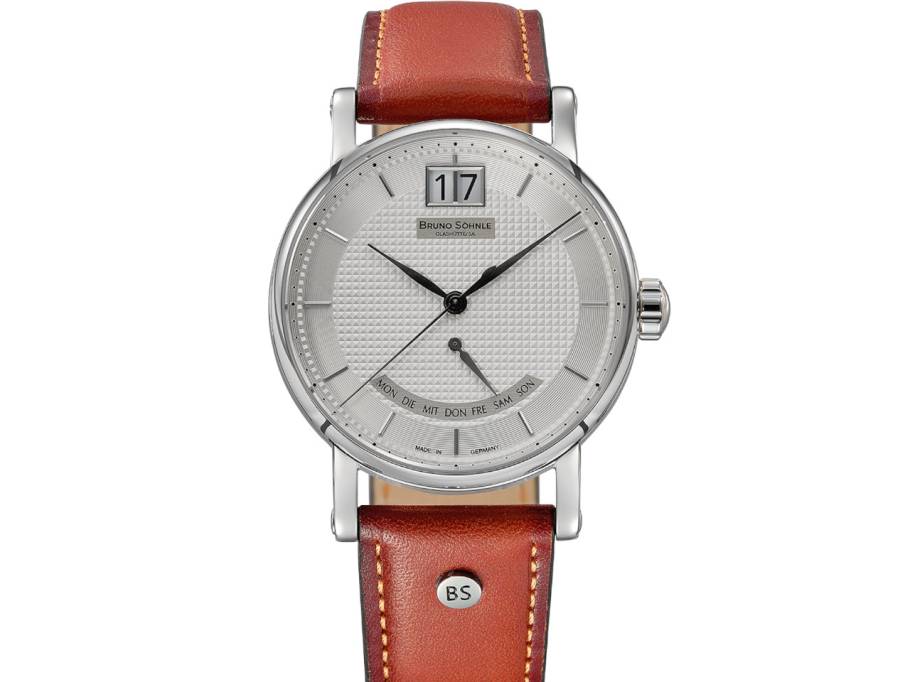  Pesaro IV Quarz Edelstahl 41,5mm silberfarbenes Zifferblatt braunes Lederband