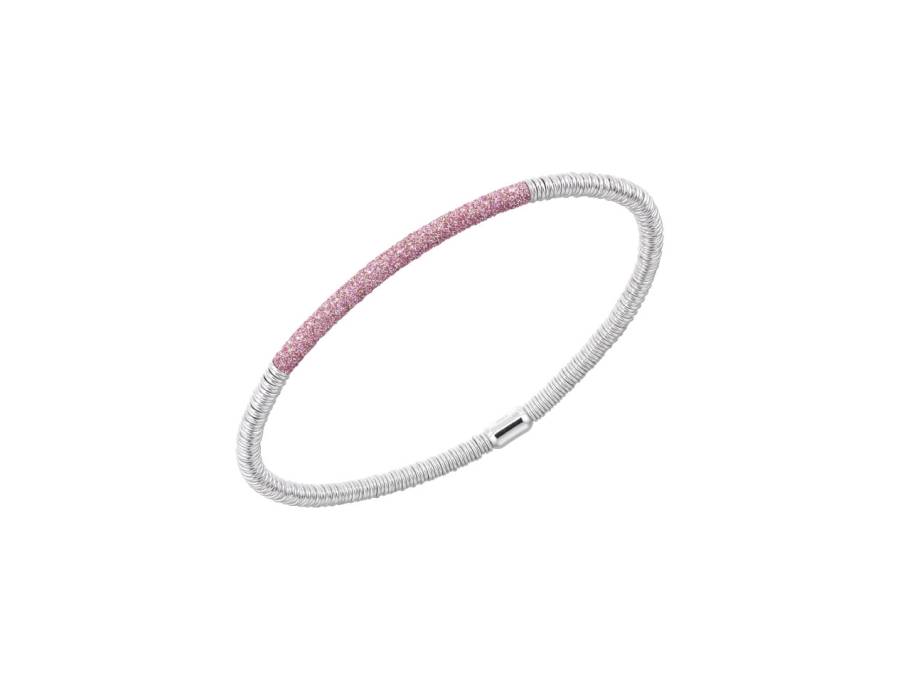 Polvere di Sogni - Colors of the World "Pink Tokyo" Armreif Silber 3,5mm rosa Emaillestaub flexibel