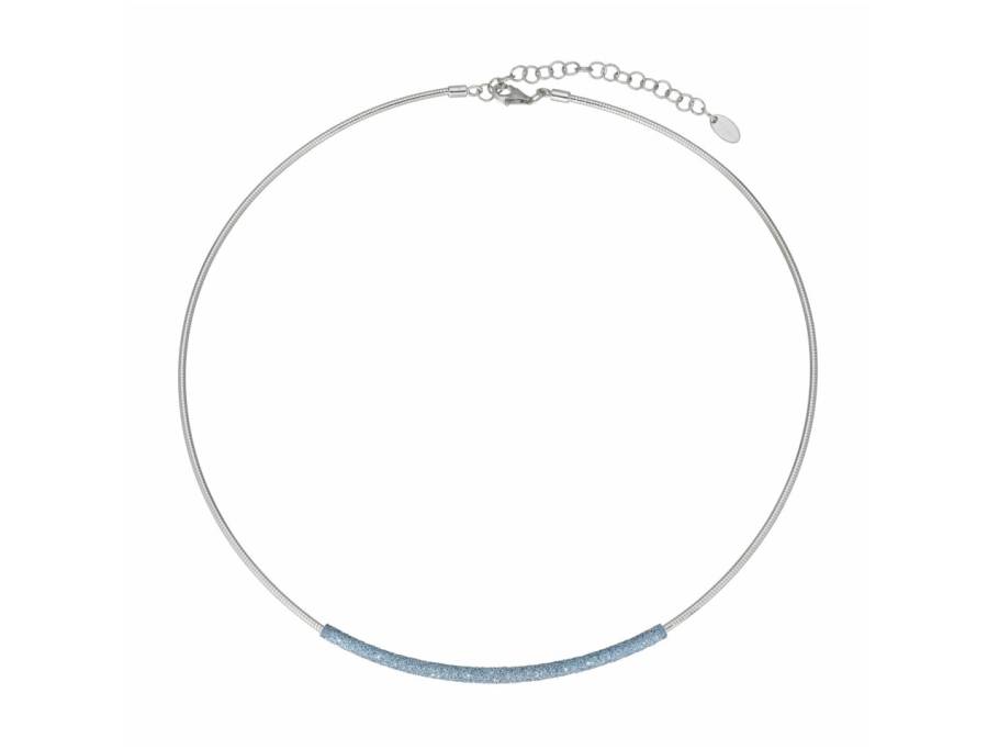 Polvere di Sogni - Colors of the World "Blue Caraibi" Halsreif Silber 47cm hellblauer Emaillestaub