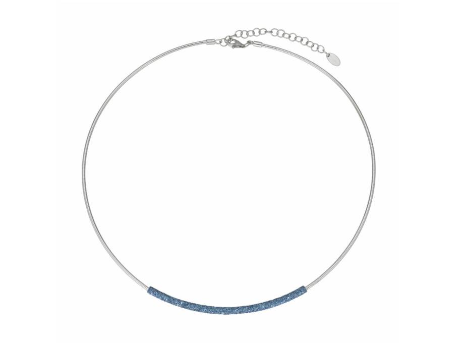 Polvere di Sogni - Colors of the World "Blue Santorini" Halsreif Silber 47cm dunkelblauer Emaillestaub