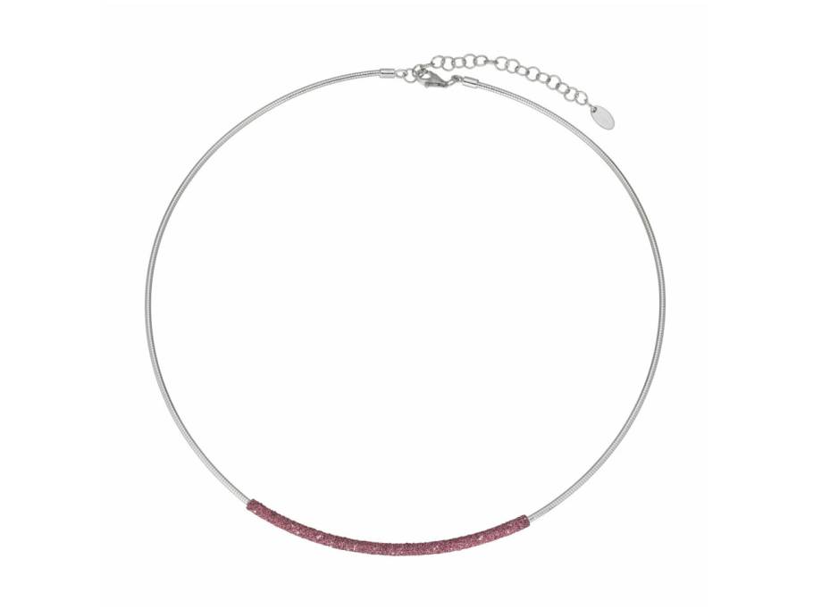 Polvere di Sogni - Colors of the World "Pink Jaipur" Halsreif Silber 47cm pinker Emaillestaub