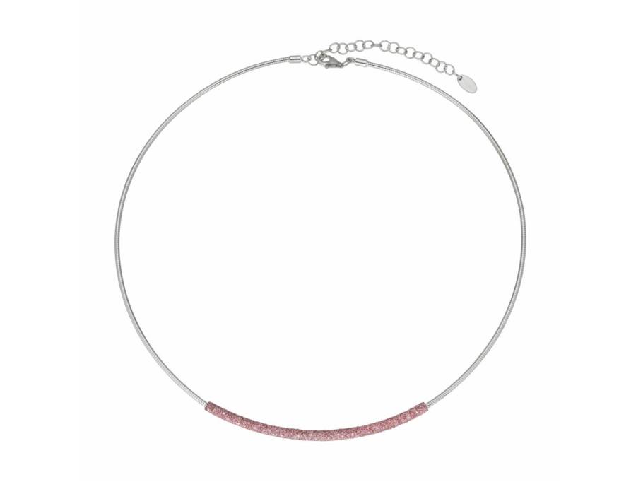 Polvere di Sogni - Colors of the World "Pink Tokyo" Halsreif Silber 47cm rosa Emaillestaub