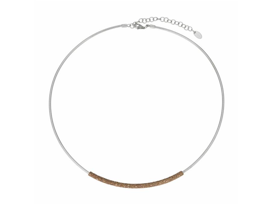 Polvere di Sogni - Colors of the World "Yellow Sahara" Halsreif Silber 47cm brauner Emaillestaub