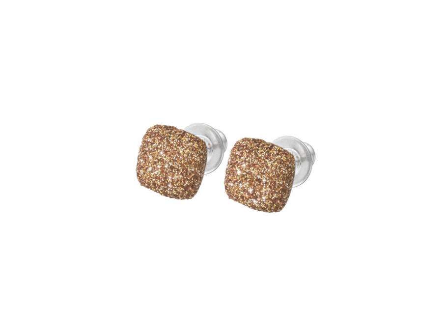 Polvere di Sogni - Colors of the World "Yellow Sahara" Ohrstecker Silber 8mm brauner Emaillestaub