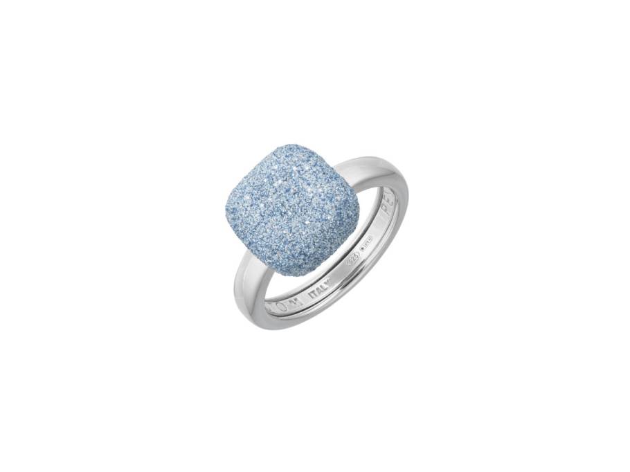 Polvere di Sogni - Colors of the World "Blue Caraibi" Ring Silber 4mm hellblauer Emaillestaub