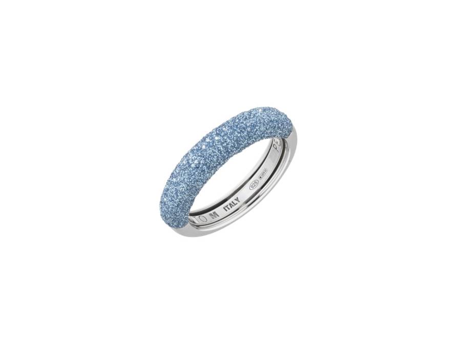 Polvere di Sogni - Colors of the World "Blue Santorini" Ring Silber 4mm dunkelblauer Emaillestaub halbseitig