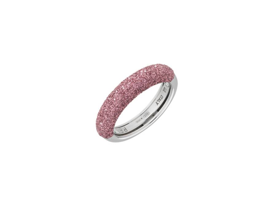 Polvere di Sogni - Colors of the World "Pink Jaipur" Ring Silber 4mm pinker Emaillestaub halbseitig