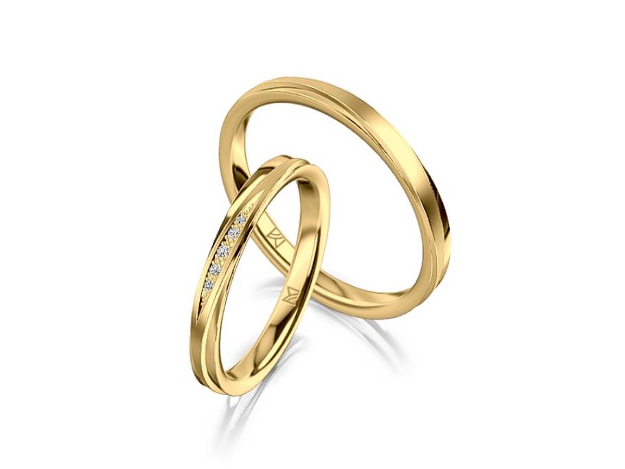 Phantastics Trauring Paar aus 750/- Gelbgold mit Brillanten 0,015ct