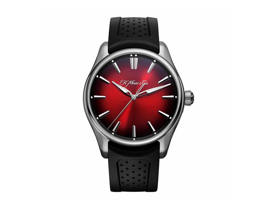 Pioneer Centre Seconds Rot Fumé Automatik Edelstahl 42,8mm rotes Zifferblatt schwarzes Kautschukband